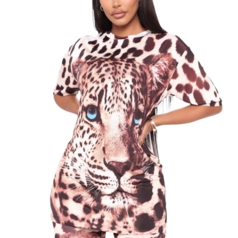 Fashion Nova • Acting Wild Leopard Tunic Top • Brown/Black • Size S